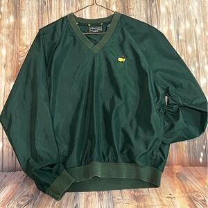 Vintage Masters Collection Windbreaker Pullover Kids L Green V-Neck Logo